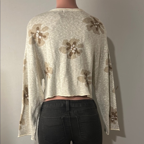 Promesa Floral-Pattern Crop Knit Sweater Long Sleeve Size Small - Picture 9 of 16